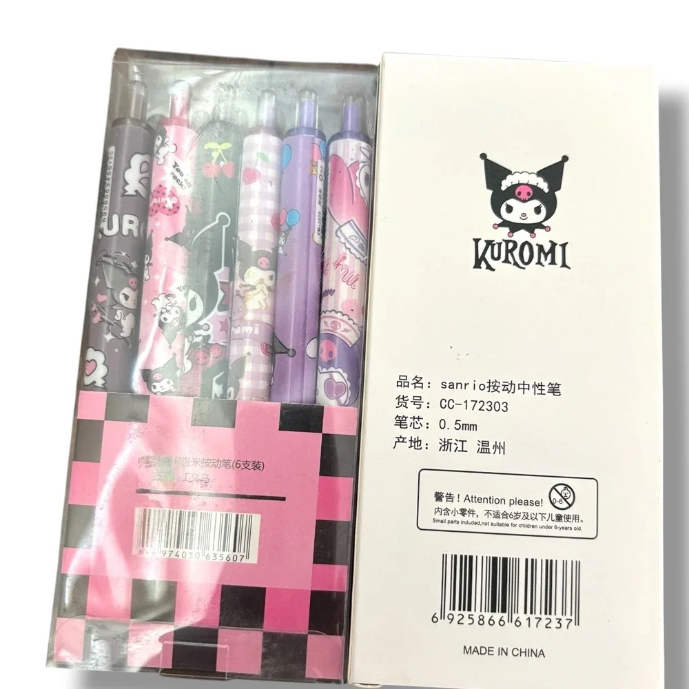 Sanrio Kuromi Retractable Gel Pen Set 12pc 0.5mm Black Ink Purple Pink CC-172303